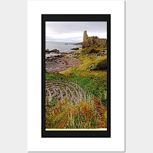 Dunure Castle and Labyrinth, Scotland Posters and Art